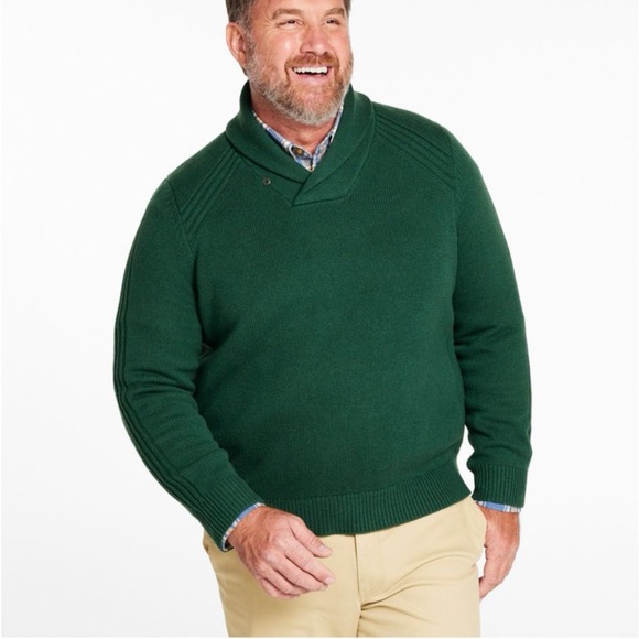 L.L. Bean Other - L L Bean Men's Rangeley Merino Sweater, Shawl-Button Collar Deep Green XXL